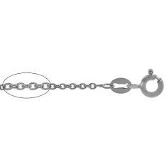 1.7mm Rhodium Plated Oval Link Chain - 16" - 20" Length, Sterling Silver